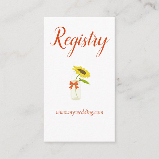 メイスンかわいらしジャーの結婚名簿にヒマワリ エンクロージャーカード (正面)