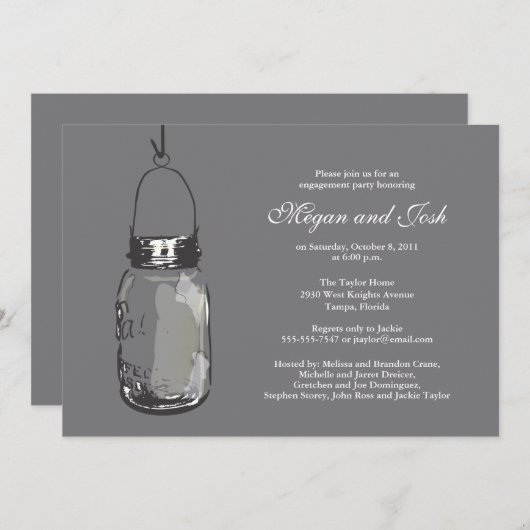 メイスンつるジャー婚約パーティ 招待状 (正面/裏面)