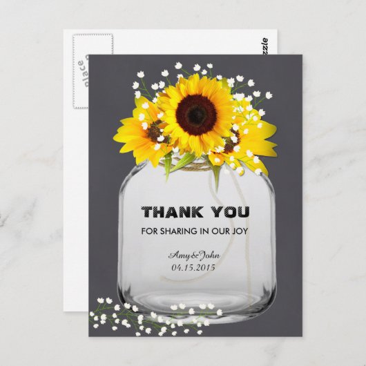 メイスンのヒマワリのチョーク感謝していボード君は ポストカード (正面/裏面)