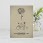 メイスンの瓶と木を招く屋外の結婚式 招待状 (スタンド正面)