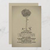 メイスンの瓶と木を招く屋外の結婚式 招待状 (正面/裏面)