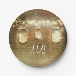 メイスンの瓶と糸の素朴灯 ペーパープレート