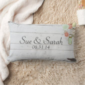 メイスンの瓶と花結婚の贈り物 ランバークッション (ブランケット)