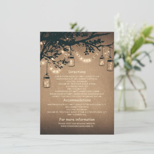 メイスンの瓶と蛍結婚の情報カード エンクロージャーカード (スタンド正面)