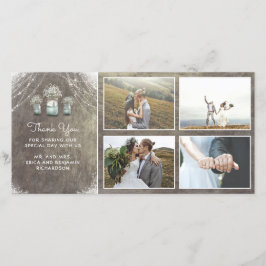 メイスンの瓶と赤ん素朴坊の息結婚の サンキューカード