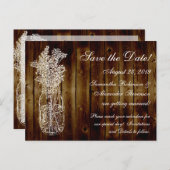 メイスンの瓶のスタンプ/ダークウッド日付を保存 案内ポストカード (正面/裏面)