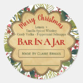 メイスンの瓶のバーラベルのクリスマスホリーアイディア ラウンドシール (正面)