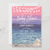 メイスンエレガントジャイルライトピンクビーチベビーシャワー 招待状 (正面)