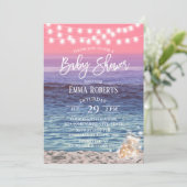 メイスンエレガントジャイルライトピンクビーチベビーシャワー 招待状 (スタンド正面)
