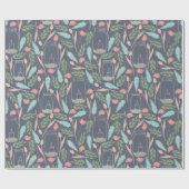 メイスンジャイルネイビーピンクグリーン花柄 ラッピングペーパー (フラット)