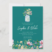 メイスンジャイルフラワーズカントリ素朴ーグリーン結婚ズ 招待状 (正面)