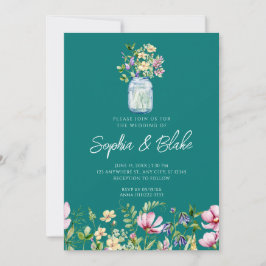 メイスンジャイルフラワーズカントリ素朴ーグリーン結婚ズ 招待状