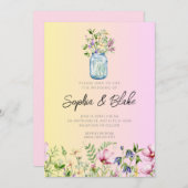 メイスンジャイルフラワーズピ素朴ク結婚ンク 招待状 (正面/裏面)