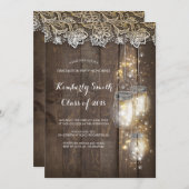 メイスンジャイルライトとレース素朴卒業パーティー 招待状 (正面/裏面)