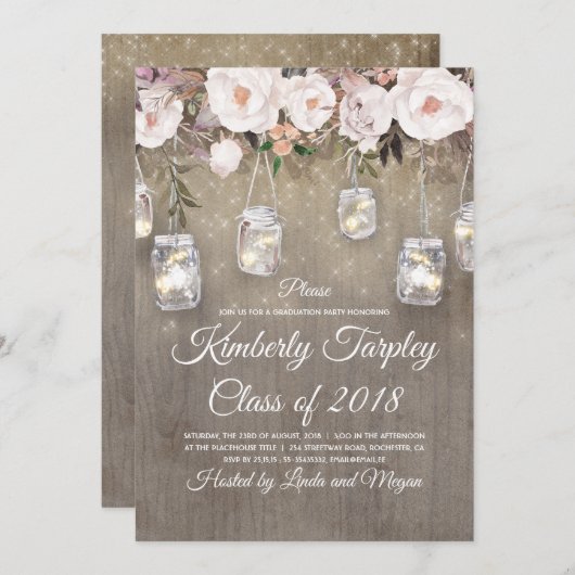 メイスンジャイルライトフローラ素朴卒業パーティー 招待状 (正面/裏面)