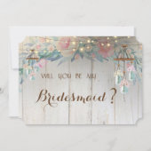 メイスンジャイルライト、花、木製の花嫁カード 招待状 (正面)