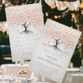 メイスンジャッ淡い色のクピンクハートリーフ結婚の木 招待状