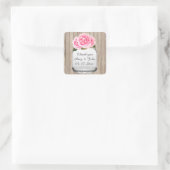 メイスンジャピンクピ結婚オニのステッカーラベルpeony2 スクエアシール (バッグ)