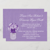 メイスンジャルパープルとホワイトフローラ披露宴のみ 招待状 (正面/裏面)