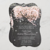 メイスンジャルピンクシャルボードハートリーフツリー 招待状 (正面/裏面)