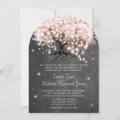 メイスンジャルピンクシャルボードハートリーフツリー 招待状 (正面)
