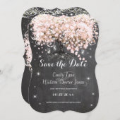 メイスンジャルピンクシャルボードハートリーフツリー 招待状 (正面/裏面)