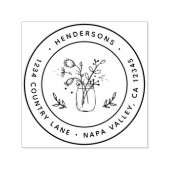 メイスンジャルフラワーズラウンド差出人住所 セルフインキングスタンプ (デザイン)