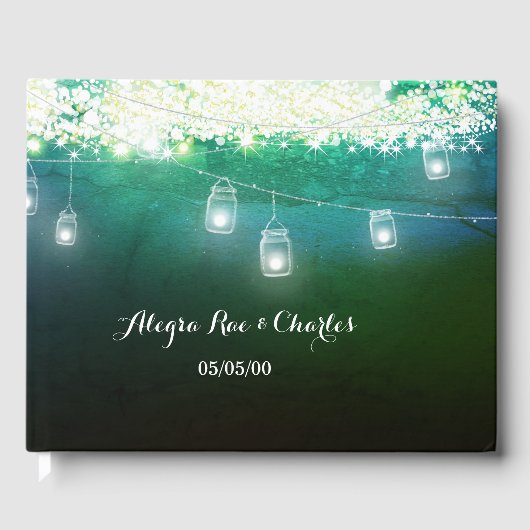 メイスンジャルブルーグリーン水彩星の下 ゲストブック (正面)