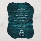 メイスンジャル素朴カントリーティール(緑がかった色)ウッドズ結婚ズ 招待状 (正面/裏面)