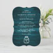 メイスンジャル素朴カントリーティール(緑がかった色)ウッドズ結婚ズ 招待状 (スタンド正面)