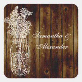 メイスンジャンプスタンプ/ウッドプランク封筒用シールまたは好意 スクエアシール