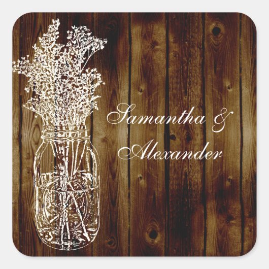 メイスンジャンプスタンプ/ウッドプランク封筒用シールまたは好意 スクエアシール (正面)