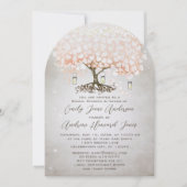 メイスンジャンプピーチピンクハートリーフツ結婚リー 招待状 (正面)