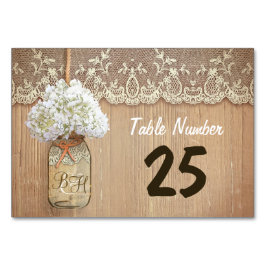 メイスンジャーとアジサイの田舎屋敷のナンバーカード テーブルナンバー