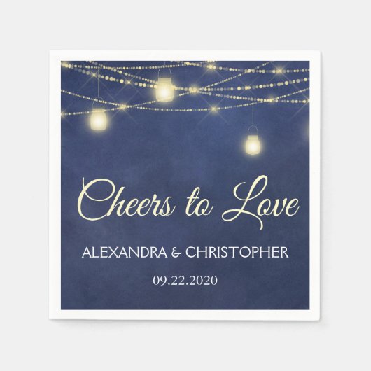 メイスンジャーとストリングラ結婚イト スタンダードカクテルナプキン (正面)