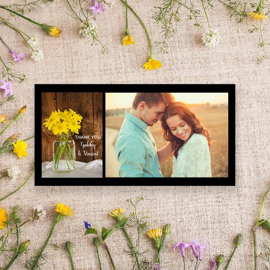 メイスンジャーとデイジーカントリーウェディングありがとう サンキューカード