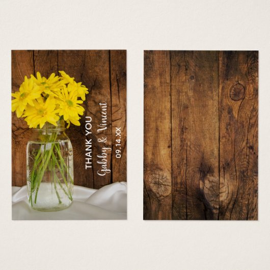 メイスンジャーとデイジーカントリーウェディングメッセージカード (正面&裏面)