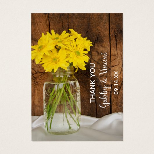 メイスンジャーとデイジーカントリーウェディングメッセージカード (正面)