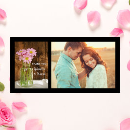 メイスンジャーとピンクのデイジーズバ結婚ーンドサンキュー サンキューカード