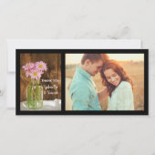 メイスンジャーとピンクのデイジーズバ結婚ーンドサンキュー サンキューカード (正面)