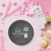 メイスンジャーとフラワーズブルーヴィンテージタイポグラフィ ペーパープレート (パーティー)