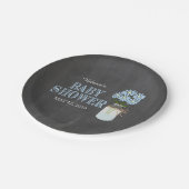 メイスンジャーとフラワーズブルーヴィンテージタイポグラフィ ペーパープレート (アングル)