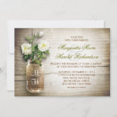 メイスンジャーと白い花の結婚式招待状 招待状 (正面)