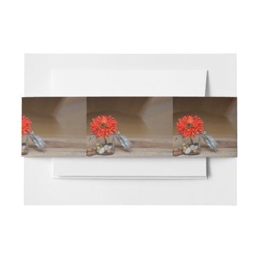 メイスンジャーにオレンジ色の花 招待状ベリーバンド (正面例)