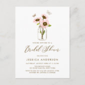 メイスンジャーにピンクのヒマワリ素朴ブライダルシャワー インビテーションポストカード (正面)