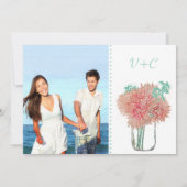 メイスンジャーに入った珊瑚菊とミント菊 招待状 (裏面)