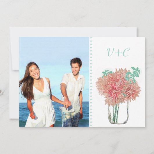 メイスンジャーに入った珊瑚菊とミント菊 招待状 (裏面)