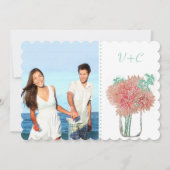 メイスンジャーに入った珊瑚菊とミント菊 招待状 (裏面)