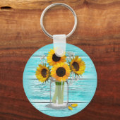 メイスンジャーに咲く田舎のひまわり キーホルダー (正面)