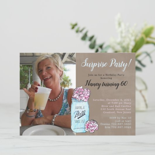 メイスンジャーのサプライズ誕生日パーティーの招待状 招待状 (スタンド正面)